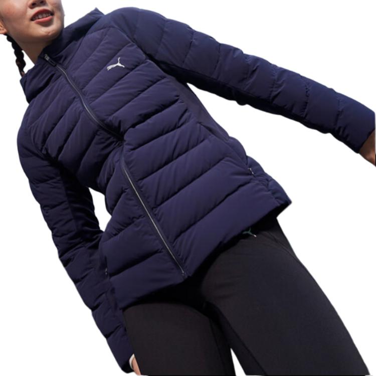 Puma Goose Down Warm Hooded Casual Comfortable Down Jacket Women Jacket Navy-Blue 527168-75