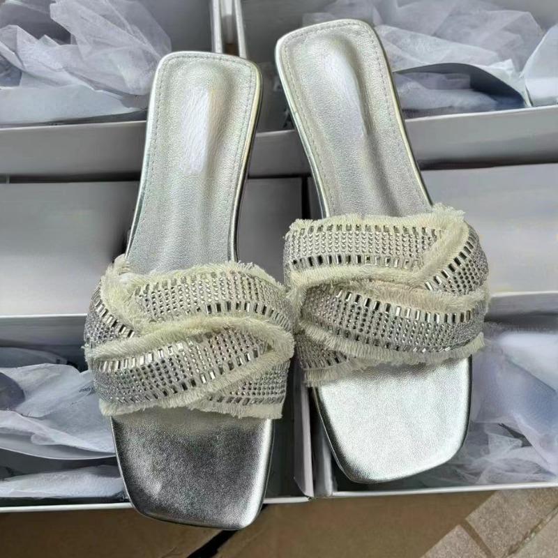 

мода 2024 летние тапочки женские брендовые дизайнерские кисточки с перекрестными кисточками для отдыха на пляже нескользящие мягкие подошвы Zapatos Mujer женские туфли на плоской подошве 36 серебряный