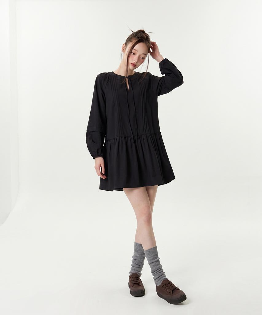 INMUDEU Mary Pintuck Mini Dress [Black]