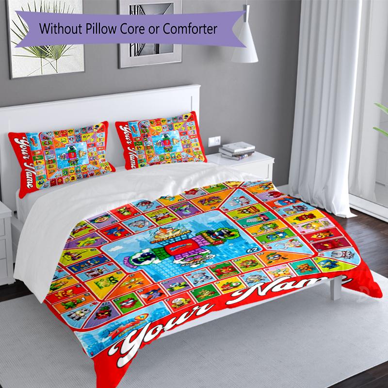 3pcs Custom Name SuperZings Bedding Set,Includes 1 Duvet Cover and 2 Pillowcases,All-season Bedroom Decor