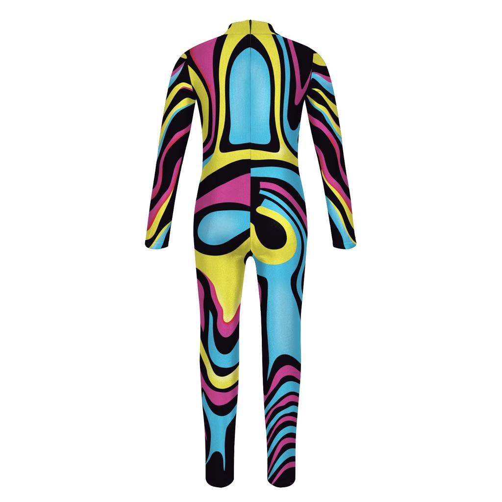 Iootiany Halloween Parent-child Color Graffiti Printed Bodysuit Purim Role Play Costume Children's Carnival Tights Jumpsuit 2025