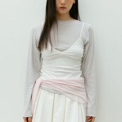 THE RYE Silk Chiffon Scarf(Light Pink)