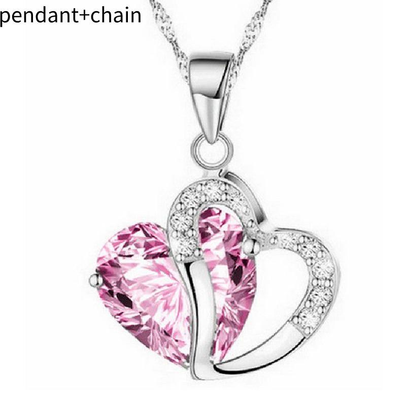 Elegant Heart-shaped Zircon Crystal Necklace Collarbone Chain For Women Employee Gifts Wedding Celebration