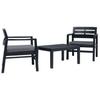 3 Piece Garden Dining Set Anthracite Plastic