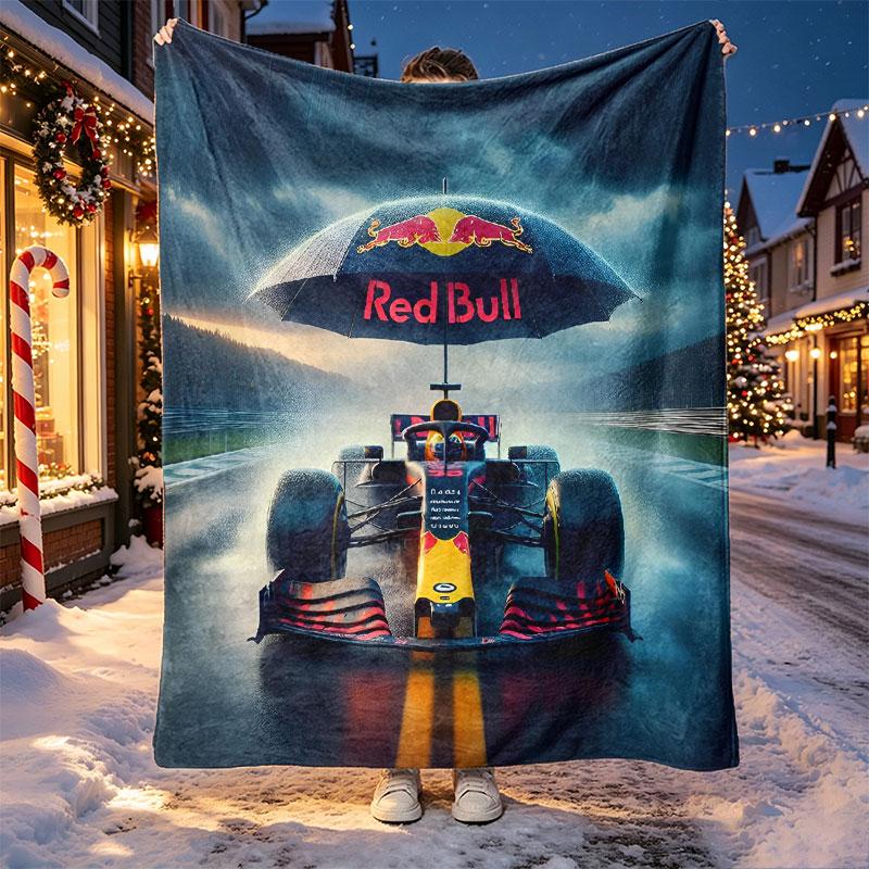 Red Bull Racing Pattern Blanket for Home Decoration, Bed, Sofa, Car Travel, Camping, Suitable for All Seasons, Birthday Christmas Gift