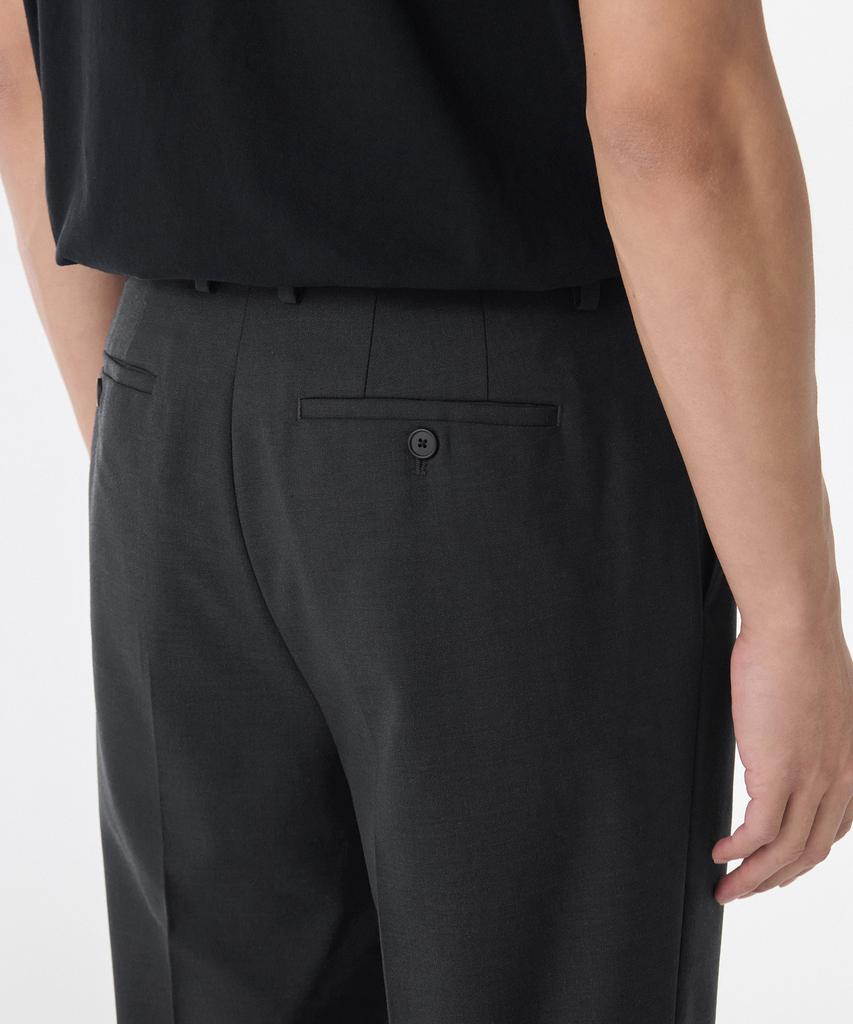MUSINSA STANDARD Wool Blend Wide Hidden Elastic Waist Slacks [Charcoal Gray]