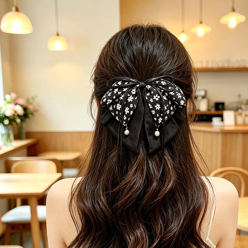 Handgefertigter Chiffon-Haarclip mit floraler Schleife für voluminöses Haar