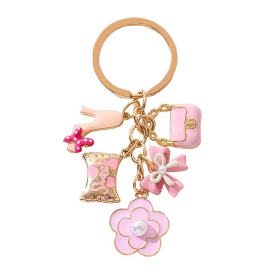 

Подвеска-брелок с отделкой из искусственного жемчуга, эмалевый шарм в виде сердца, бантика, цветка, декоративный аксессуар для ключей B