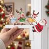Holiday Indoor Wall Decoration Wooden Christmas Door Corner Decor, Santa Claus Reindeer/Snowman Topper Reindeer Frame Ornament for Home Decoration,