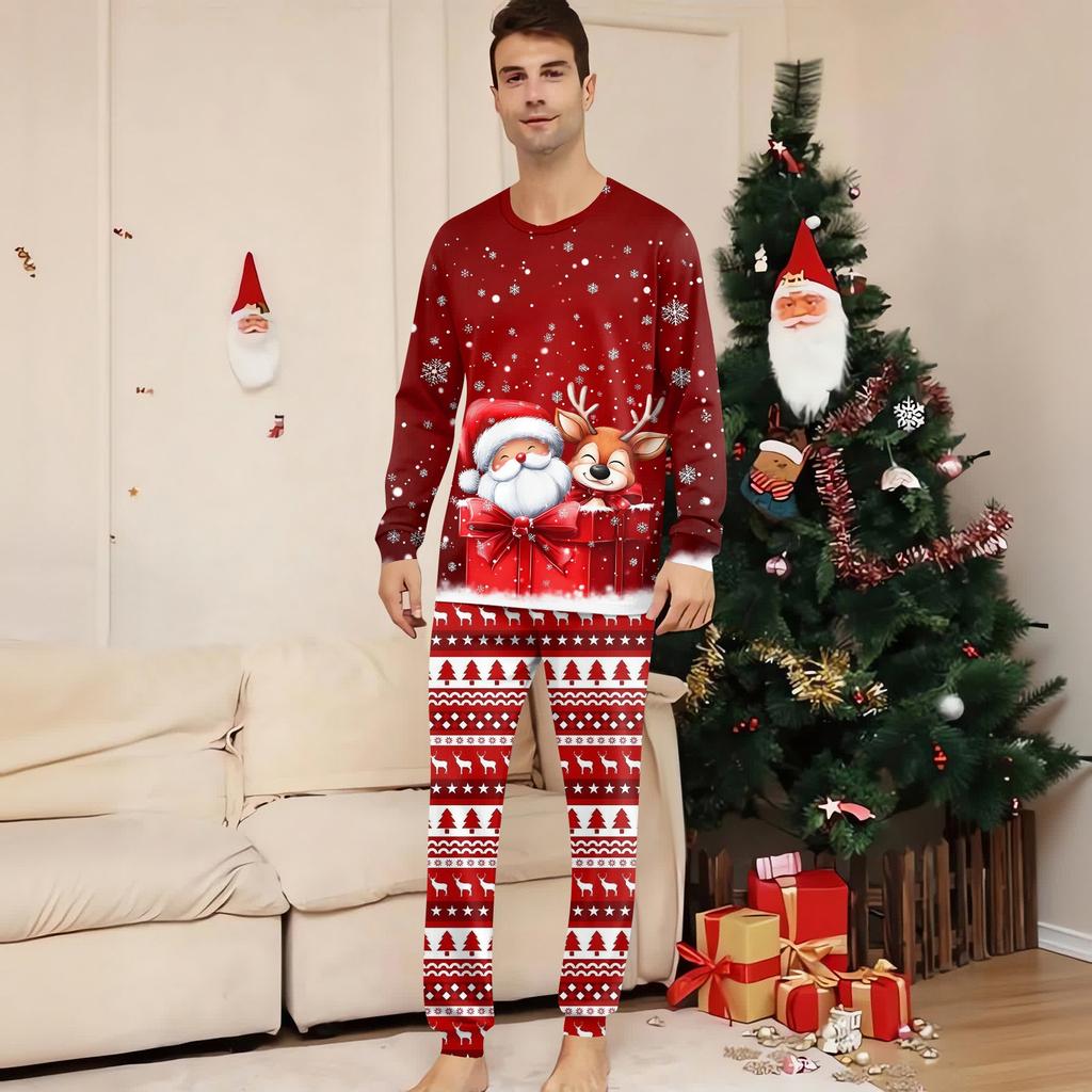 Family Matching Print Sets Pajamas Loungewear Outfits Family Matching Long Sleeve Tops+Pants Set