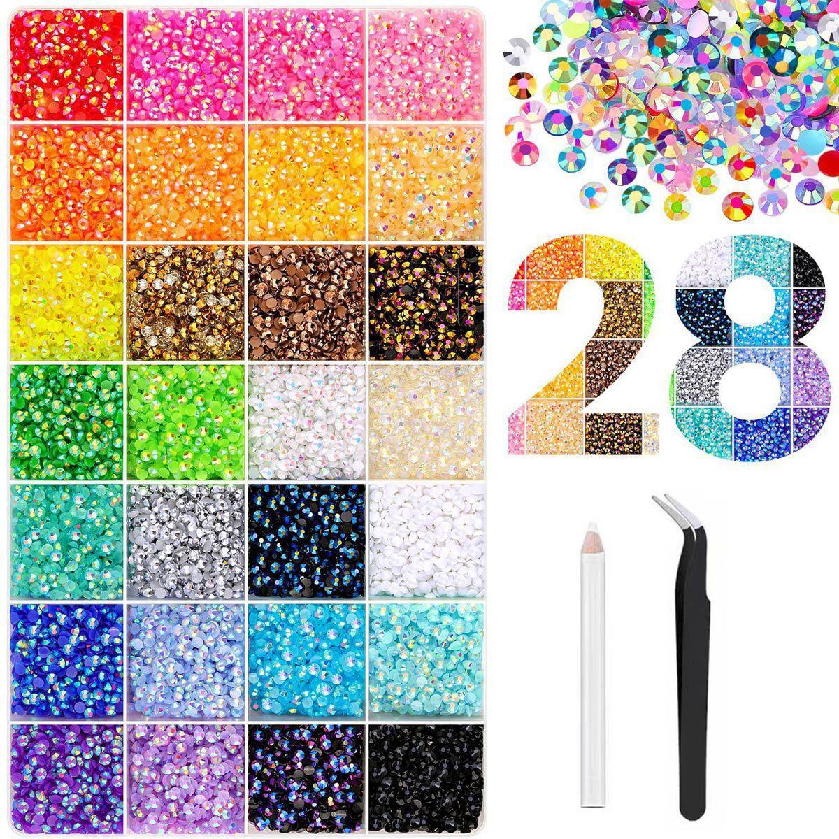 Color Round Flat Bottom Resin Drill Mixed Nail Art Jewelry Handmade DIY Jewelry Nail Drill Set
