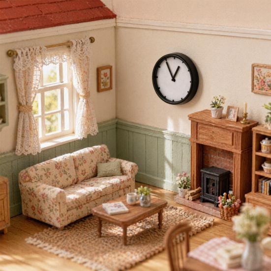 Miniature Wall Clock for Tiny House, 1:12 Scale Micro Pendulum Clock, Mini Resin Model for DIY Room Box, Pretend Play Decor
