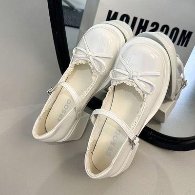 Sommer neue Ballett Mary Jane Damenschuhe Nische vielseitig dicker Absatz Mädchen Schleife Spitze Einzelne Schuhe Damen