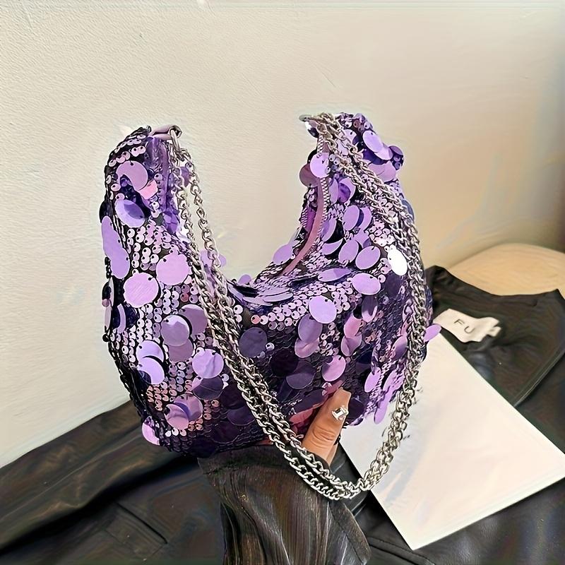Korean Chain Sequins Crossbody Bag Trendy Korean Version, Fashionable, Niche, Unique, Chain Underarm Dumpling Bag