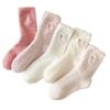 5Pairs Soft Women's Thickened Socks Cute Middle Tube Socks Simple Warm Home Socks  Autumn Winter
