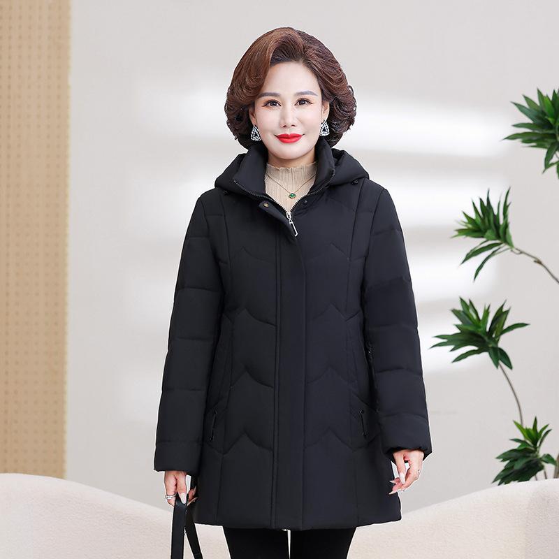 

Несезонная одежда для мам, новая теплая свободная куртка средней длины из утолщенного белого утиного пуха для людей среднего и пожилого возраста 6XL