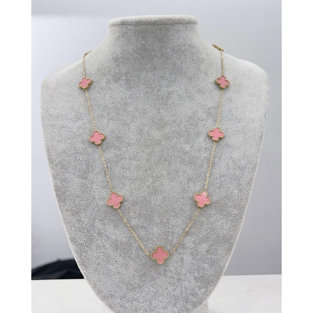 

Титанова сталь 10 Квітів Чотирилисник Кольє Висококласна Розкішна Жіноча Ланцюжок для Ключиці Ювелірні вироби рожевий