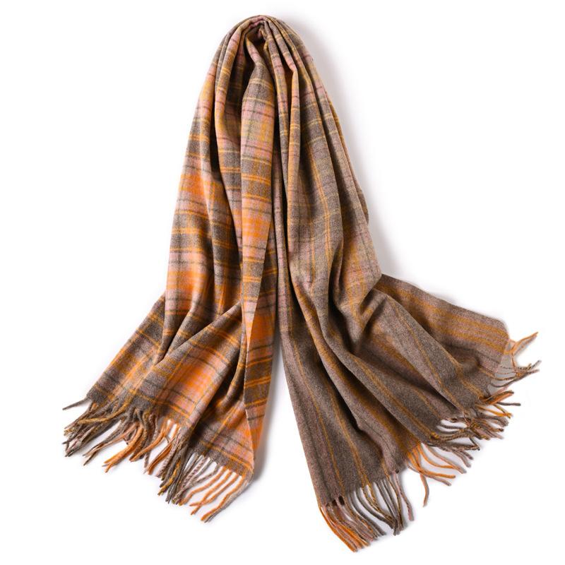 Milk camel pure wool scarf women's autumn and winter versatile thickened cashmere scarf new shawl dual-purpose