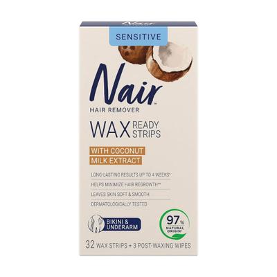 Nair Sensitive Achselhöhle   Bikini Haarentfernung Wachsstreifen 32 Streifen+3 Streifen Kokosmilchöl