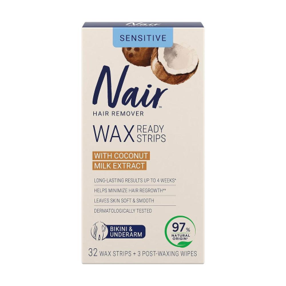 Nair Sensitive Underarm   Bikini Hair Removal Wax Strips 32 Sheets+3 Sheets  Coconut Milk Oil NONE