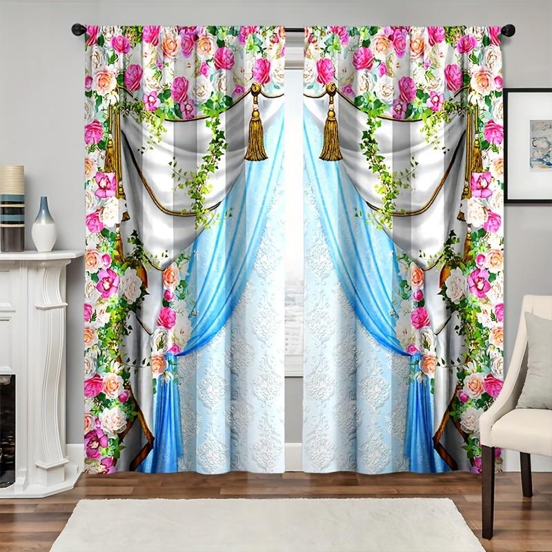 Gorgeous European Printed Curtains Study Room Kitchen Area Living Area Dorm Room Rod Pocket Window Drapes Bed Room Accesso