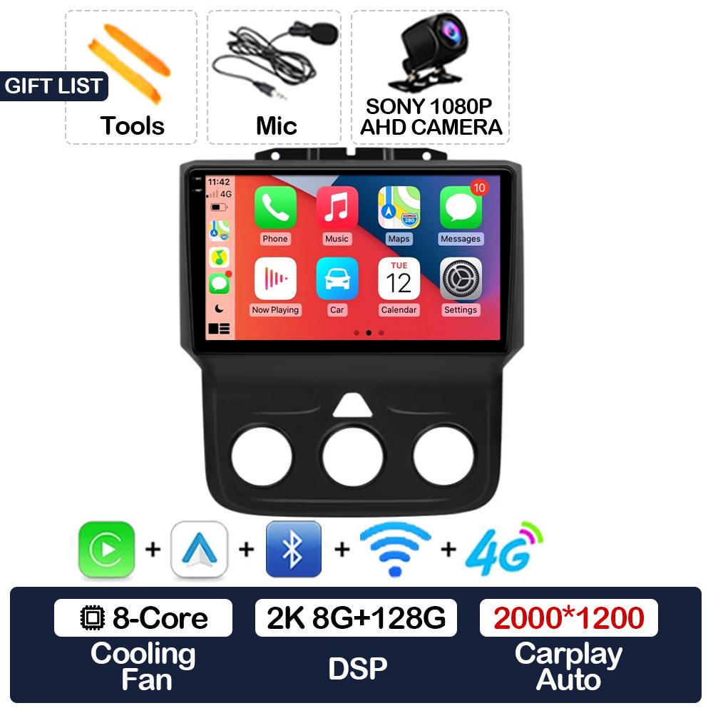 Android 15 Wireless Carplay Auto Car Radio For Dodge Ram 1500 2500 3500 2013 - 2018 Multimedia Video Player 4G WIFI 2DIN QLED BT