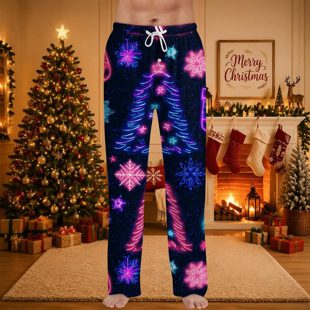 Men's Christmas Print Pajama Pants for and Sleep