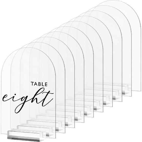 5x7 Inch Clear Arch Acrylic Sign with Stand-10 Pack Clear Blank Arched Acrylic Sheets with Holder, DIY Arch Sign Blank for Wedding Table Numbers