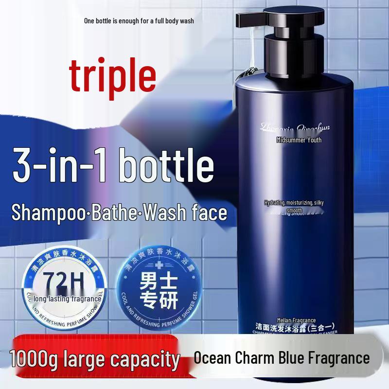 Charming Blue 3-in-1 Men's Shampoo, Shower Gel & Face Wash