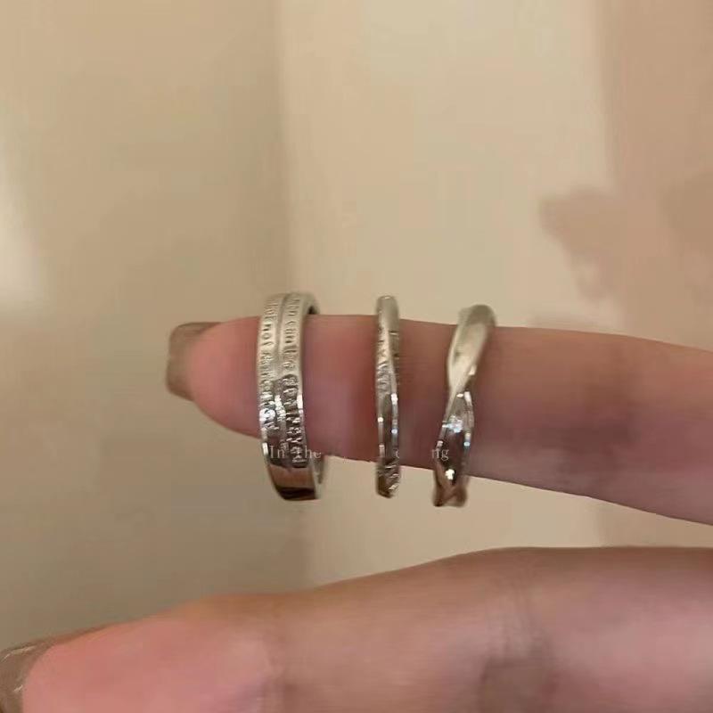 Cool Style Geometric Alloy Ring Set Fashionable and Personalized Adjustable Opening Finger Ring Women'S Jewelry Gift