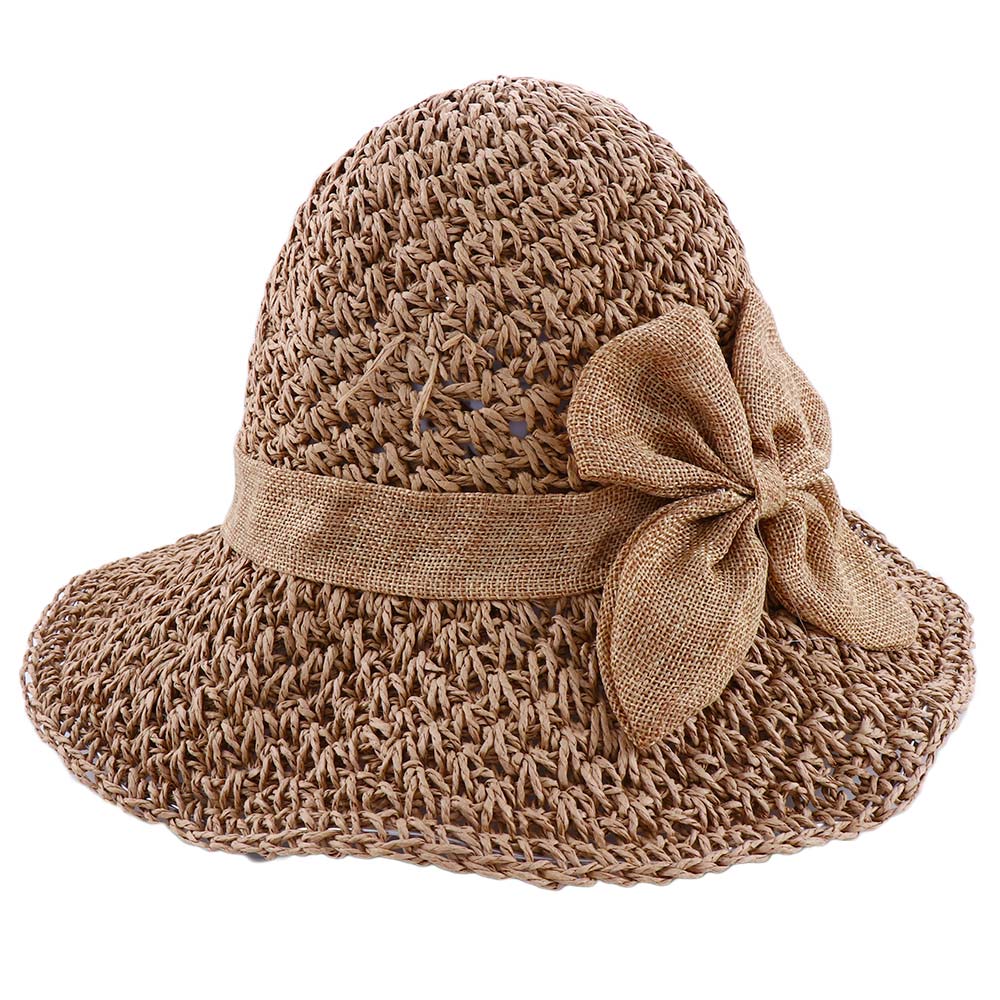 

Bow Bucket Hats Solid Color Outdoor Visor Caps Anti-UV Sun Hat Shading Hat Korean Style Cap Women Sun Hat Seaside Straw Hat