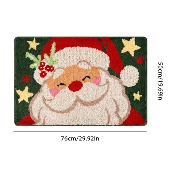 Covor de baie Moș Crăciun Pufos Moș Crăciun Covoraș absorbant de podea Lavabil Antiderapant Covor de baie de Crăciun pentru Baie Duș Spălătorie Decor de intrare