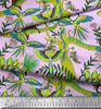 Soimoi Japan Crepe Satin Fabric Branches,Parrot & Leopard Jungle Print Fabric by the metre 42 Inch