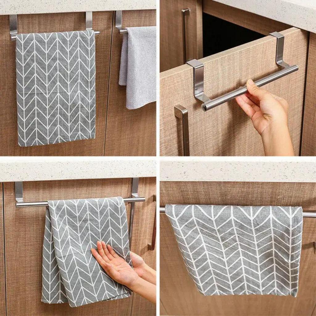 Stainless Steel Door Hooks: Towel & Storage Rack, Wall-Mounted & Punch-Free for Kitchen/Bathroom