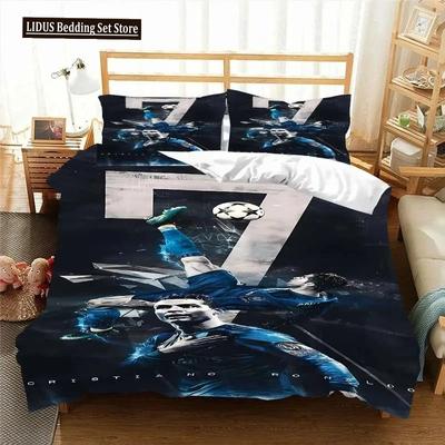 Estrela de Futebol CR7 Conjunto de Cama de Futebol Meninos Meninas Tamanho Solteiro Queen Capa de Edredom Fronha Cama Meninos Adulto Moda Têxtil para Casa