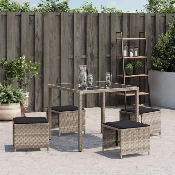 VidaXL Set of 4 Garden Stools with Cushions, Patio Chairs, Terrace Seats, Backyard Outdoor Furniture, 365046