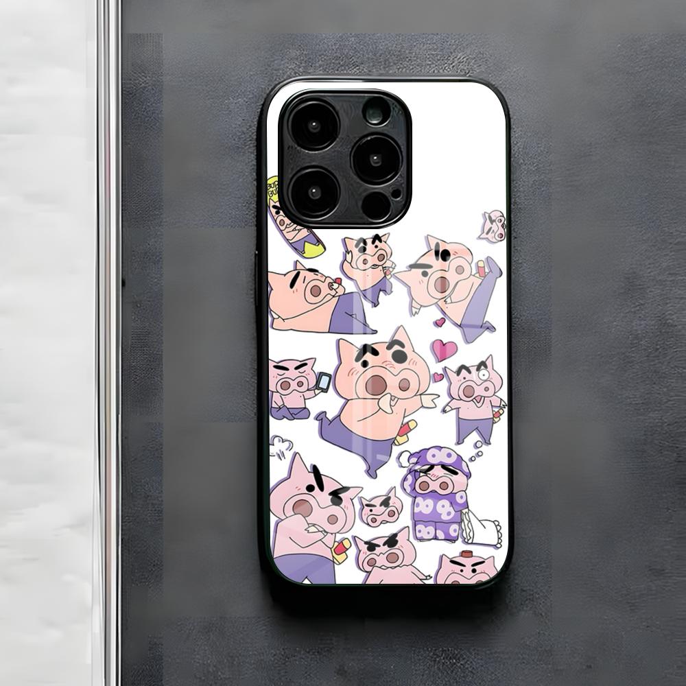 Anime Buriburizaemon Pig Phone Case For IPhone 17 Air 16 E Pro Max 15 14 13 Mini 12 Pro 11 Max Plus Black Glass Cover