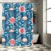Tropischer Rosafarbener Flamingo Badezimmer Duschvorhang Dekoratives Wasserdichtes Gewebe 3D-Druck Heimtextil Dekoration