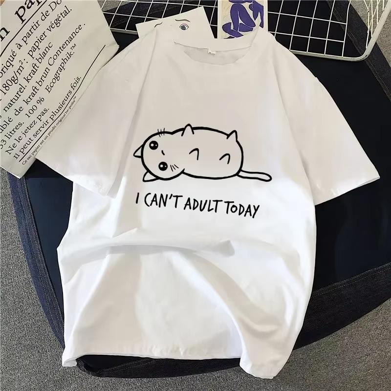 

Graphic Rock Top Female Simple Brush Drawing Cat T Shirt Harajuku Vintage TFashion Queen Womens T Shirt Harajuku Short Sleeve 3XL