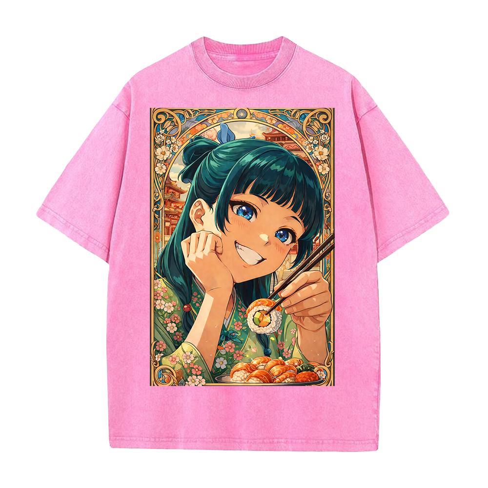 Anime The Apothecary Diaries Maomao Cute Clothing Men Women Short Sleeve Tshirt Washed Cotton Tee Retro T-shirt Harajuku T Shirt