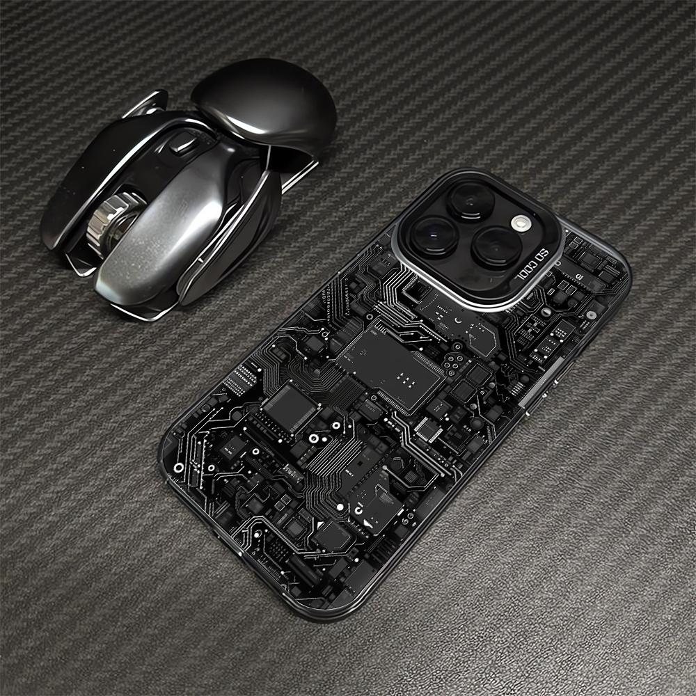 Creative Mechanical Circuit Pattern Phone Case FOR IPhone 15promax 14 11 12 Pro 15 16 Plus 13 Pro MAX XR XS Black Soft Covers
