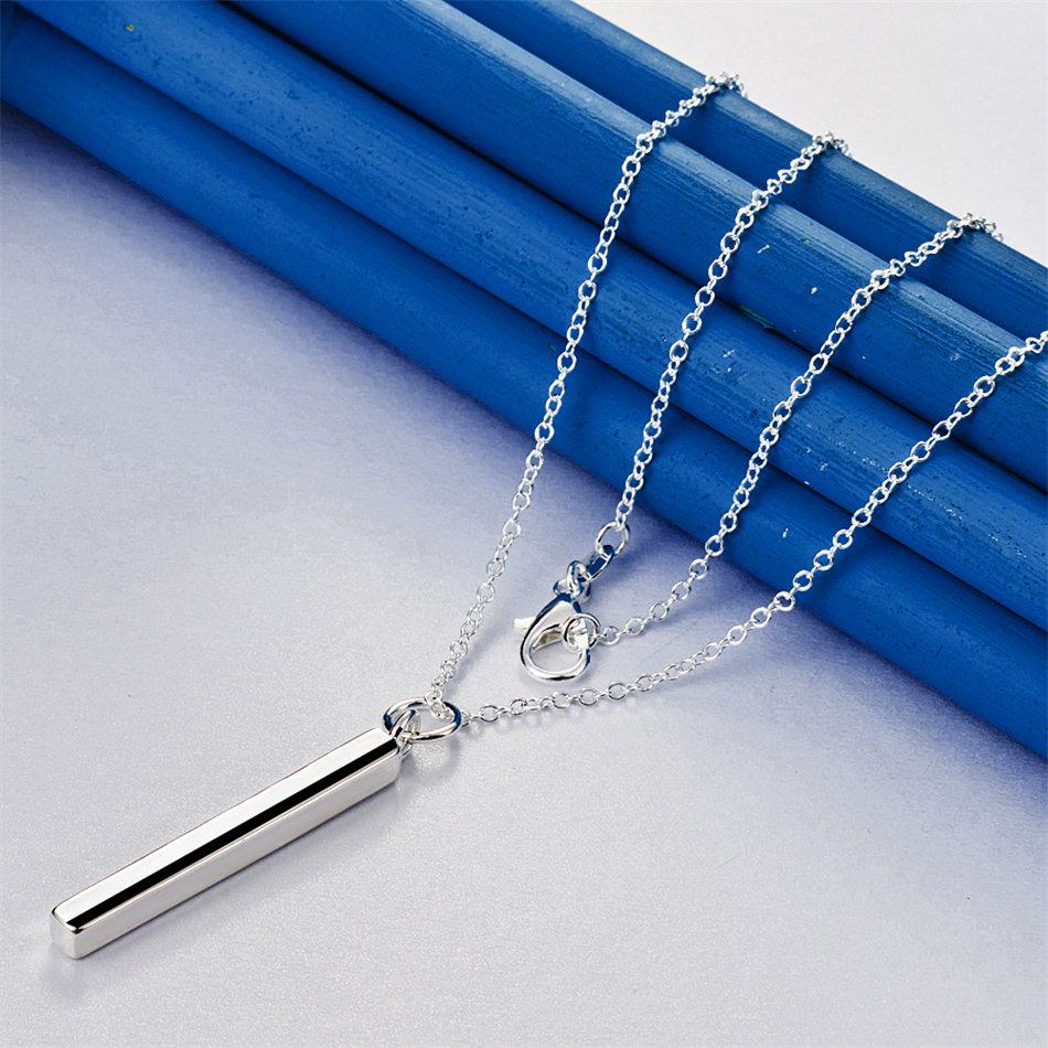 925 Sterling Silver 16-30 Inch Exquisite Long Cylindrical Pendant Necklace for Women's Fashion Wedding Accessories Jewelry