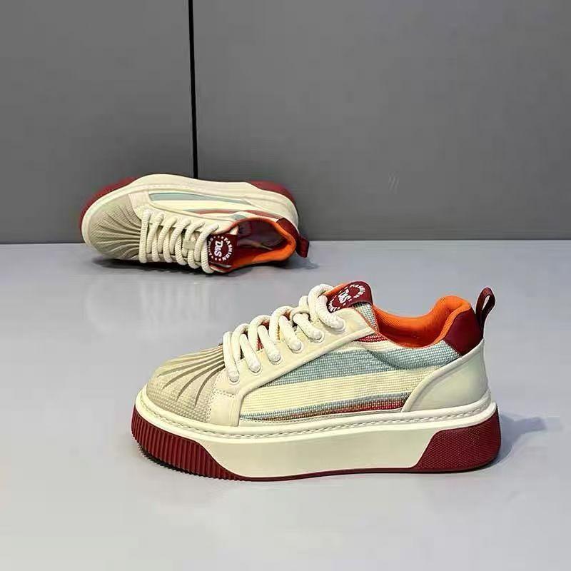 New Men's Shoes Trendy Versatile Low-top Thick Baseplate Shoes Men's Shell Head Casual Shoes Lightweight Breathable Mesh Shoes