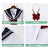 Sailor Suit Cosplay High School Girl Uniform Short Sleeve Pleated Skirt Plain Ribbon Set White [TUISKU] 3-Piece (M)