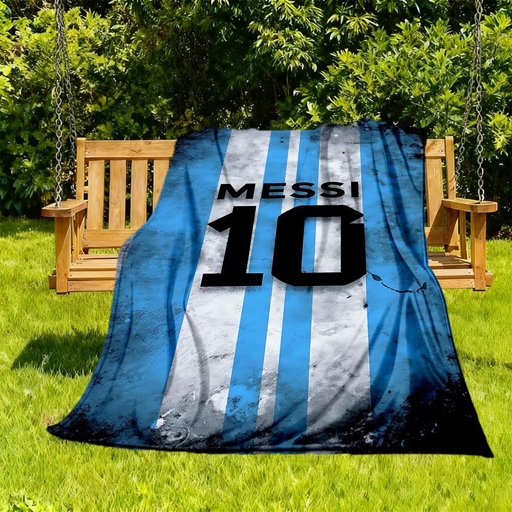 1pc Messi Number Outdoor Blanket Lightweight Flannel, Soft & Warm, All-Season Use for Sofa, Outdoor, Camping, Living Room, Office050