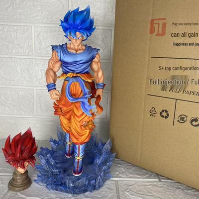 Dragon Ball JT Super Saiyan Blue Goku Luminous Double Head Anime Figure Ornament