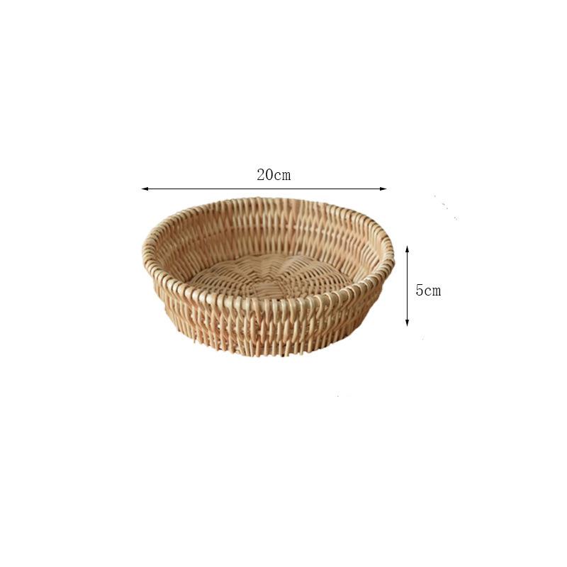 

20/25/30cm Rattan Fruit Basket Sundry Storage Basket Hand-Woven Storage Box Food Breakfast Display Box Kitchen Storage Supplies