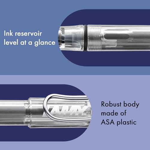 LAMY Safari Vista Fountain Pen - Ergonomically designed grip polished steel nib Size M Ideal writing calligraphy Includes T 10 Blue Ink Cartridge