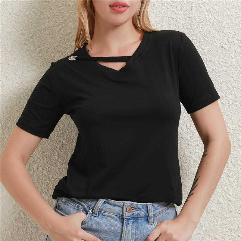 Womens Korean Style Loose V Neck T Shirt Casual Comfortable Oversized Tee Tops