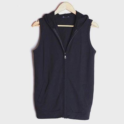 Men's Trendy Hooded Vest: Lightweight Sleeveless Zipper Jacket for Spring & Autumn - Large Sizes Available.